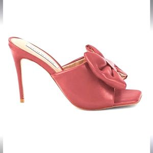 Saks Fifth Avenue Red leather bow sandals
